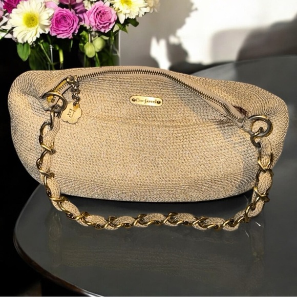 Eric Javits Handbags - Eric Javits Handbag Squishy Woven Metallic Straw W/Gold Braided Shoulder Strap